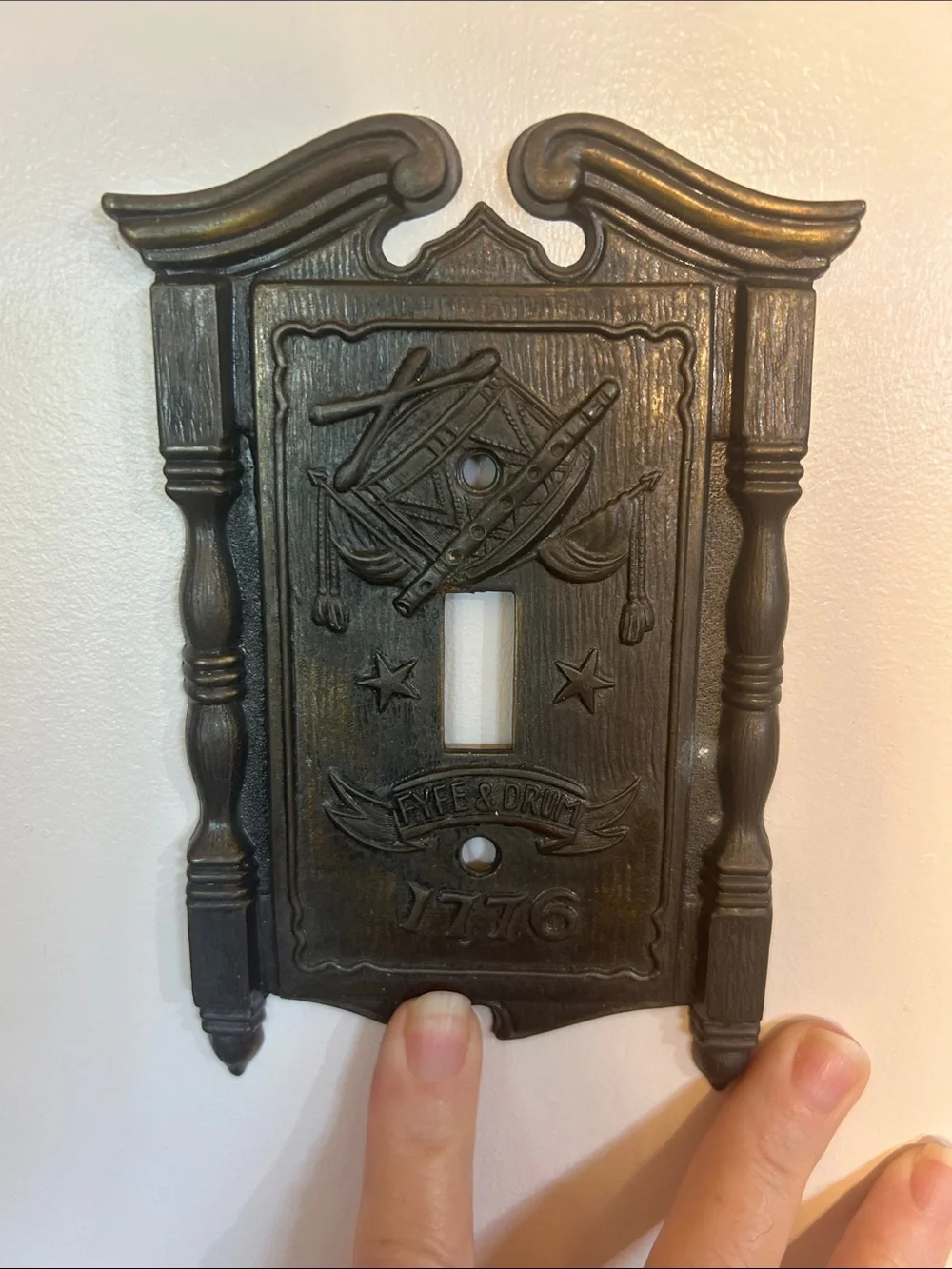 Vintage Bronze 1776 Eye & Drum Decorative Switch Plate